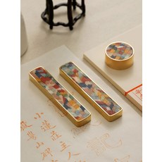 문진 황동 서예 종이 눈금자 누름틀 고정 레인보우 짧은 세트 2개 상자, 레인보우 단품 가방