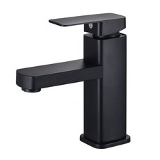 菲勒衛浴 304不鏽鋼面盆水栓, 1個, 黑色（含水管）