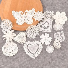 꽃 화이트 레이스 아플리케 메쉬 트림 바느질 Guipure 패브릭 웨딩 용품 홈 데코, random mix 20pcs