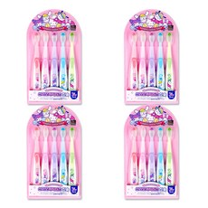 산리오 캐릭터즈 칫솔 어린이 캐릭터 듀퐁모 미세모, 혼합색상, 4개, 5개입