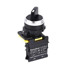 Sweideer 旋鈕開關 22mm 工業控制開關, 1個, 黑色/二段選擇開關1/NO
