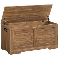 마한크리스 보관함 47.2인치 상자 입구 수납 트렁크 수납이 가능한 신발 벤치 안전 경첩 2개가 있는 엔지니어링 목재 보관 캐비닛 침실용 거실 검은색 SCBK2201, Honey Brown, 47.2"L x 15.7"W x 18.9"H