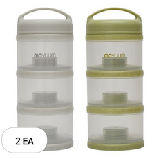 모윰 분유케이스 3단, 2세트, 클라우드화이트 + 모스그린