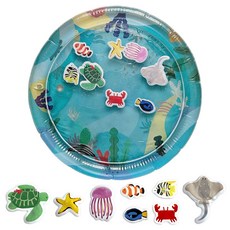 엔밀리밀리 유아용 원형 빅사이즈 오감발달 터미타임 워터매트 장난감, 블루, 1개