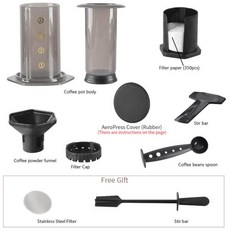 가정용 커피머신 CAFEMASY 에스프레소 휴대용 커피 메이커 Aeropress Cafe Airpress 기계 용 프렌치 프레스 포트 필터 종이 키트 포함, 1개, 옵션01) Aero press