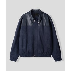 [블랙모먼트] 컬러 블록 비건 스웨이드 자켓 [네이비]