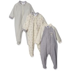 Gerber 남아용 오가닉 슬립 앤 플레이 잠옷 3개입 귀여운 양 3-6 Months