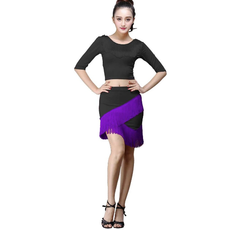 태슬 스커트 라틴 댄스 스커트 댄스복 소셜댄스스커트 Dance dress 뉴타임즈 U803Z886, 3XL, 블랙+퍼플