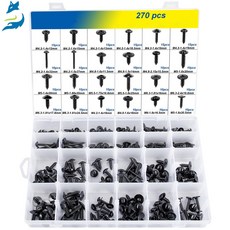 臺灣熱銷 五金螺絲270pcs 盒裝 汽車車身螺釘十字頭自攻螺釘墊圈頭螺釘配件, 1個, 270pcs 盒裝