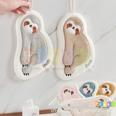 可愛樹懶擦手巾廚房吸水擦手巾掛式小毛巾兒童毛巾衛生間速乾抹布, 1個, 淺灰色,28*18