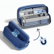 마이디템 대용량 자석 스탠딩 필통, 1개, 그레이