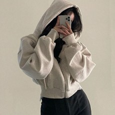 여성 세미 크롭 오버핏 후드집업 루즈핏 데일리룩 hii+60479tL