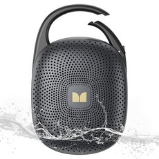 Monster 카라비너가 있는 클립온 스피커 울트라 휴대용 블루투스 6.0 샤워 스피커 IPX7 방수 29시간 재생 하이킹 캠핑 해변 야외 여행용 소형 무선 - 블랙, Monster 카라비너가 있는 클립온 스피커, 울트라