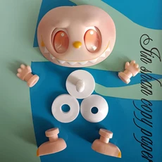 쿠쿠스토어 핫 1세트 DIY 핸드메이드 감정 변화 라부부 3세대 에너지 바디 비닐 얼굴 손발 인형 액세서리, 05 Orange