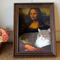 Izeriel 캣하우스 숨숨집 하우스형 유화 4D 입체 삼각 캣하우스 스크래처 일체형 사계절 고양이 장난감, 1개, 모나리자