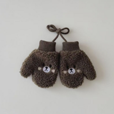 블랙체리 아동용 양털 목 장갑