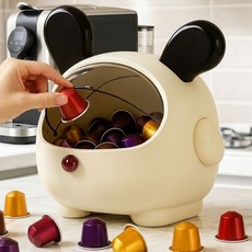 제이라 귀여운 커피캡슐 보관함 디스펜서 덮개, 1개, 블랙