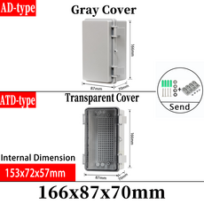 IP66 방수 투명 커버 인클로저 Juction Box ABS 플라스틱 야외 전자 악기 힌지 케이스, [00] Transparent Cover, [00] 166x87x70mm