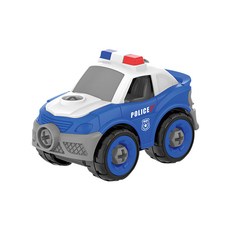 雪倫小舖 擰螺絲DIY可拆裝玩具車 可組裝工程車玩具 直升機 推土機 汽車組裝玩具, 警車, 1個