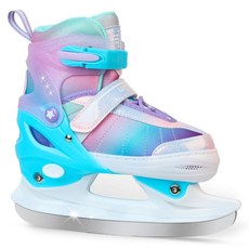 LEVYTEMP 조절 가능한 어린이 여아 남아용 아이스 스케이트 - 그라데이션 핑크 레인보우 청소년 아이스 스케이팅 슈즈 - 사이즈 X S 만 3-5세 - 야외 및 링크용 아이, 블루
