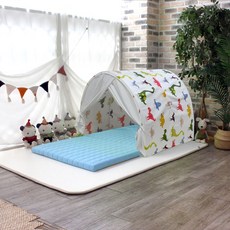 [사은품증정] 공룡 2단 싱글 플레이 텐트 아동 놀이 난방 텐트 어린이침대, 화이트