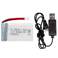 올칩 3.7V 500mAh 드론배터리 1개 USB충전기 세트 RC완구 과학상자 로봇 호환 SYMA X5 X5C, (X5C) 500mah1개+USB충전기1개