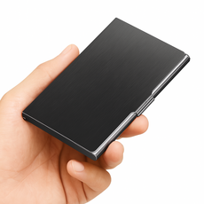 그로업스 심플 고급 초슬림 명함 케이스, 1개, 블랙