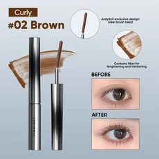 Judydoll 다리미 마스카라 방수 연장 및 컬링 볼륨 포뮬러 강력하고 정의 된 속눈썹 및 하루 종일 고정 2g, 02 Curly Brown, 1
