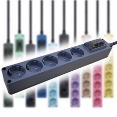 현대 고용량 멀티탭 오브제 국산 4000W 누전차단 과부하차단 멀티콘센트 5구 10컬러, 5m, 그레이, 1개