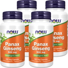 나우푸드 파낙스 진생 500mg 캡슐 글루텐 프리, 100정, 4개