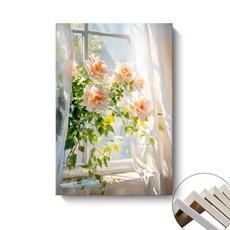 簡約裝飾畫 月季植物花卉掛畫 客廳餐廳臥室窗臺民宿裝飾, 內框畫B,30x40cm