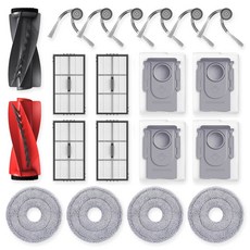 로보락 사로스 10R / Qrevo CurvX 로봇 청소기용 Saros 액세서리 먼지 봉투 4개 걸레 패드 헤파 필터 사이드 브러시 6개 듀얼 제로 엉킴 메인 교체 부품, for Saros 10R / Qrevo CurvX