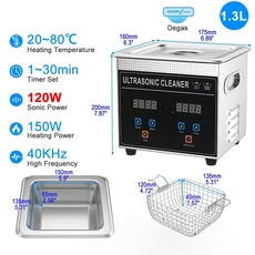 휴대용 초음파 세척기 세척 초음파 가열 600W 초음파 욕조 EU 영국 플러그 1L 2L 3L 6L 10L 22L 30L, 02 영국, 21 1.3L 120W CJ009S-1