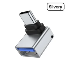 올라프 90 ° 각도 유형 C-USB 3.0 어댑터 여성 c 고속 충전 adadpter Xiaomi 노트북 PC 디스크 용 OTG, 01 Sliver