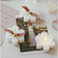 AMARA聖誕系列雪花絲帶造型蠟燭 - 儀式感生活/生日禮物/情人節禮物/交換禮物/聖誕禮物, 1個