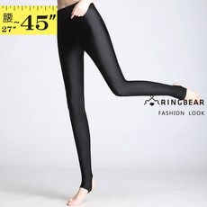 眼圈熊 中大尺碼 R243 縮腹修身超彈力涼感高腰寬版鬆緊褲頭光澤內搭踩腳褲，舒適涼感，彈力修身，大尺碼友善