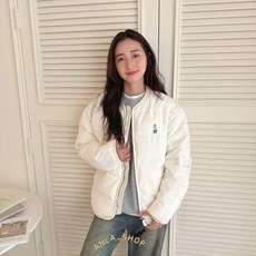 WHO.A.U 刺繡小熊鋪棉外套 圓領秋冬男女同款