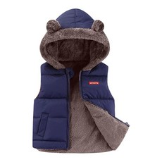 패딩 재킷 숏패딩 자켓 경량 아우터 다운 코트 Happy Cherry 겨울 조끼 남아용 후드 따뜻한 민소매 지퍼 업 코트 블루. 168868