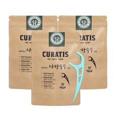 CURATIS 薄荷風味牙線棒, 3套, 80支