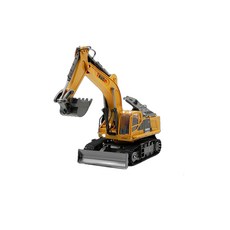 兒童玩具遙控版挖掘機，合金電動工程車，無線遙控挖土機，仿真工程車模型, 1個, 合金版（13通道）, 經典黃