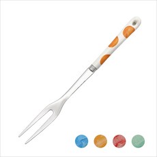 두원금속 국산 스텐 조리도구 포크 주방용품 수육 고기포크 요리용 왕포크 방울이 도자기, 주황방울 포크 (ZY55B), 1개
