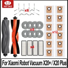 Xiaomi 호환 로봇 진공 X20 + / Plus 액세서리 먼지 봉투 천 메인 사이드 브러시 Hepa 필터 교체 부품, 01 34pcs