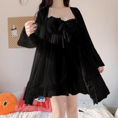 DFMEI 性感吊帶睡裙帶胸墊女蕾絲睡袍情趣誘惑睡衣家居服套裝