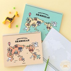 온빛마켓 초등 세계지도 노트 초등공책, 민트