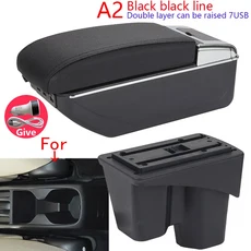 USB 장착 혼다 시티 자동차 팔걸이 상자 더블 레이어 스토리지 개조 액세서리, [08] A2 Black line 7USB, 8) A2 Black line 7USB, 1개