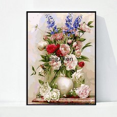 【TangZhen】유화그리기 유화그리기세트 디지털 유화 diy 남자 여자 아이 수제 창의 심플한 리넨 만화 색칠 방 거실 색칠 장식 그림, 153 안여옥, 40*50cm 내장 2.5 두께(색천), 1개