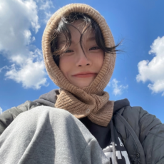 엠페토 니트 바라클라바 겨울 여성 포근한 후드 넥워머, 샌디베이지, 1개