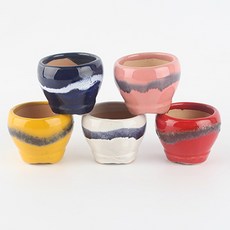도자기 화분 수제 다육이 분갈이 소소형 오로라 원형, 1개, 5종 세트