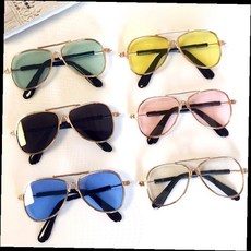 아동용 선글라스 항공기 조종사 스타일 컬러 렌즈 자외선 차단 야외활동 패션 안경테, 1개, 3-애완선글라스-초록