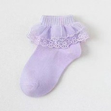 순면 레이스 공주 양말 봄가을 무대용 단색